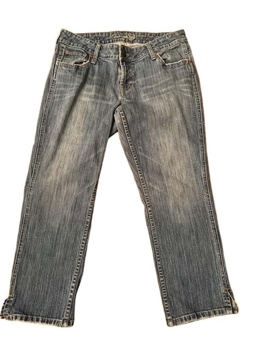 Y2K American Eagle Outfitters Cargo Jeans Size 10 Reg Blue Denim h1467